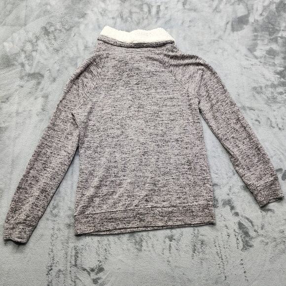 NEW Hem & Thread Sweater Womens M Gray Sherpa Lined Funnel Neck Lightweight - Picture 4 of 10